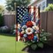 Patriotic 4th of July Garden Flag – 12x18 Inch Double-Sided Outdoor Yard Flag with Red, White, and Blue Flowers, American Flag Design for Memorial Day and Independence Day